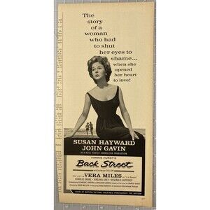 Susan Hayward & John Gavin "Back Street" Movie Vintage Print Ad 1961 Vera Miles